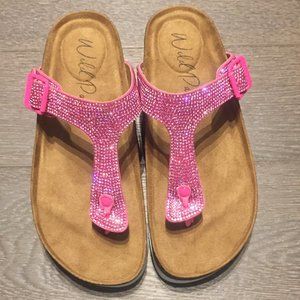Rhinestone t-strap platform sandals - NWOT